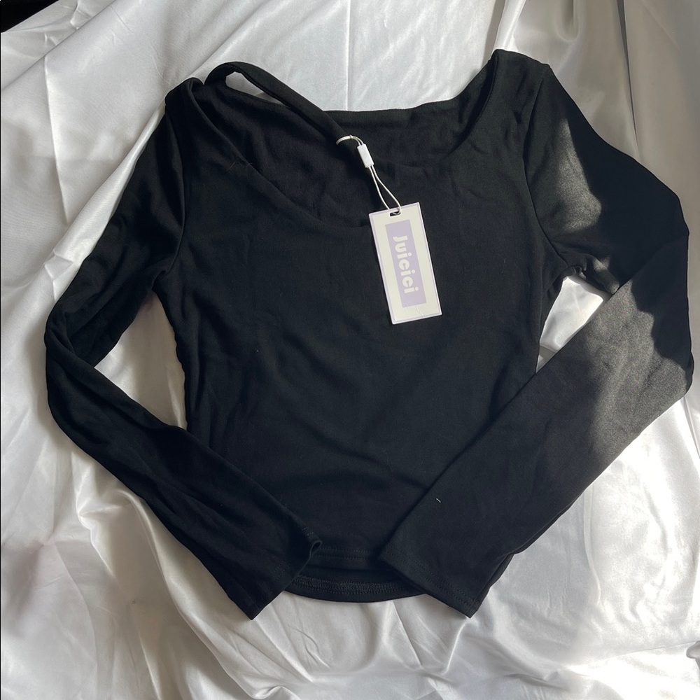 Black Open Long Sleeve Top